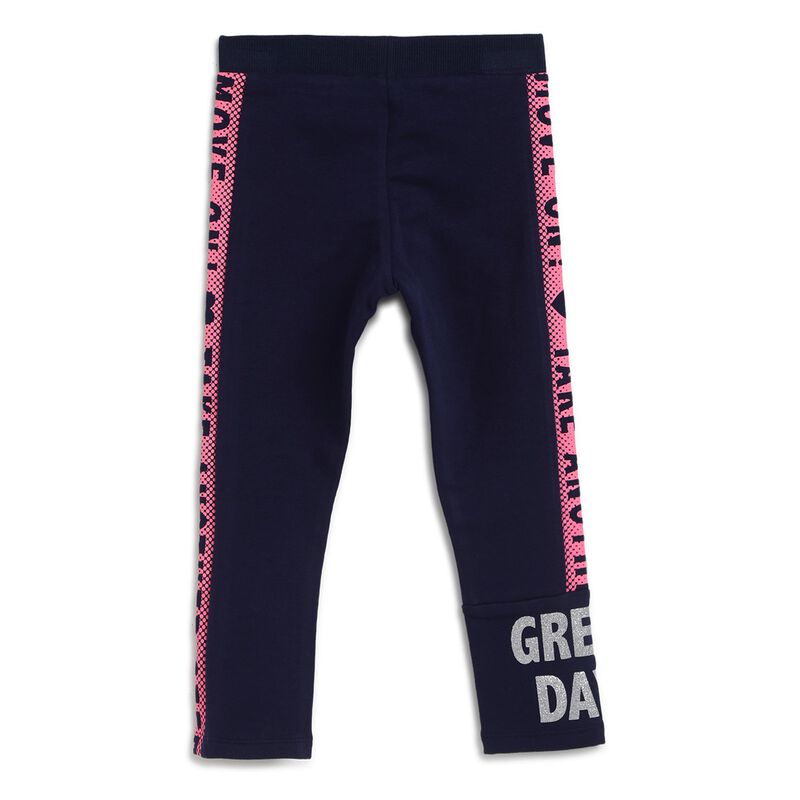 Girls Dark Blue Printed Sweatshirt with Leggings Set image number 3